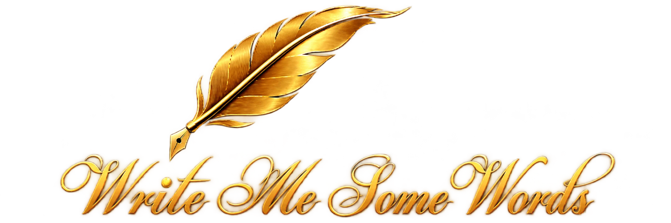 Write Me Some Words official gold feather and calligraphy logo